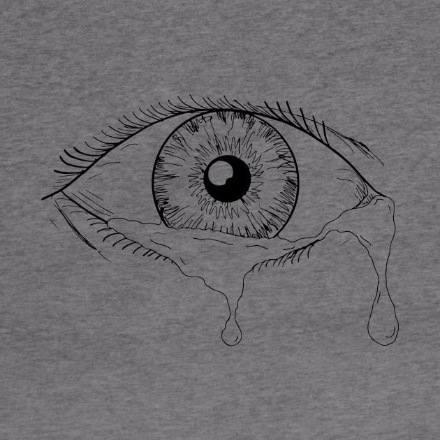 Human Eye Crying Tears Flowing Drawing by patrimonio